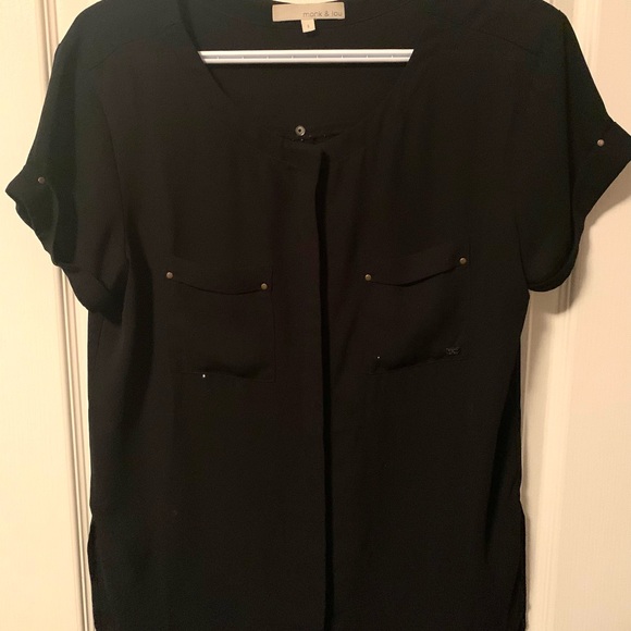Monk and Lou Black Button Up T-Shirt - Picture 1 of 1